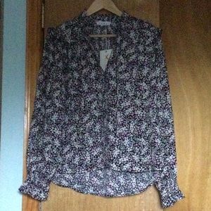 NWT THML Floral Ruffle Poetess Blouse
